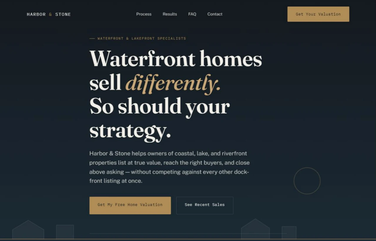 Harbor & Stone Realty homepage screenshot