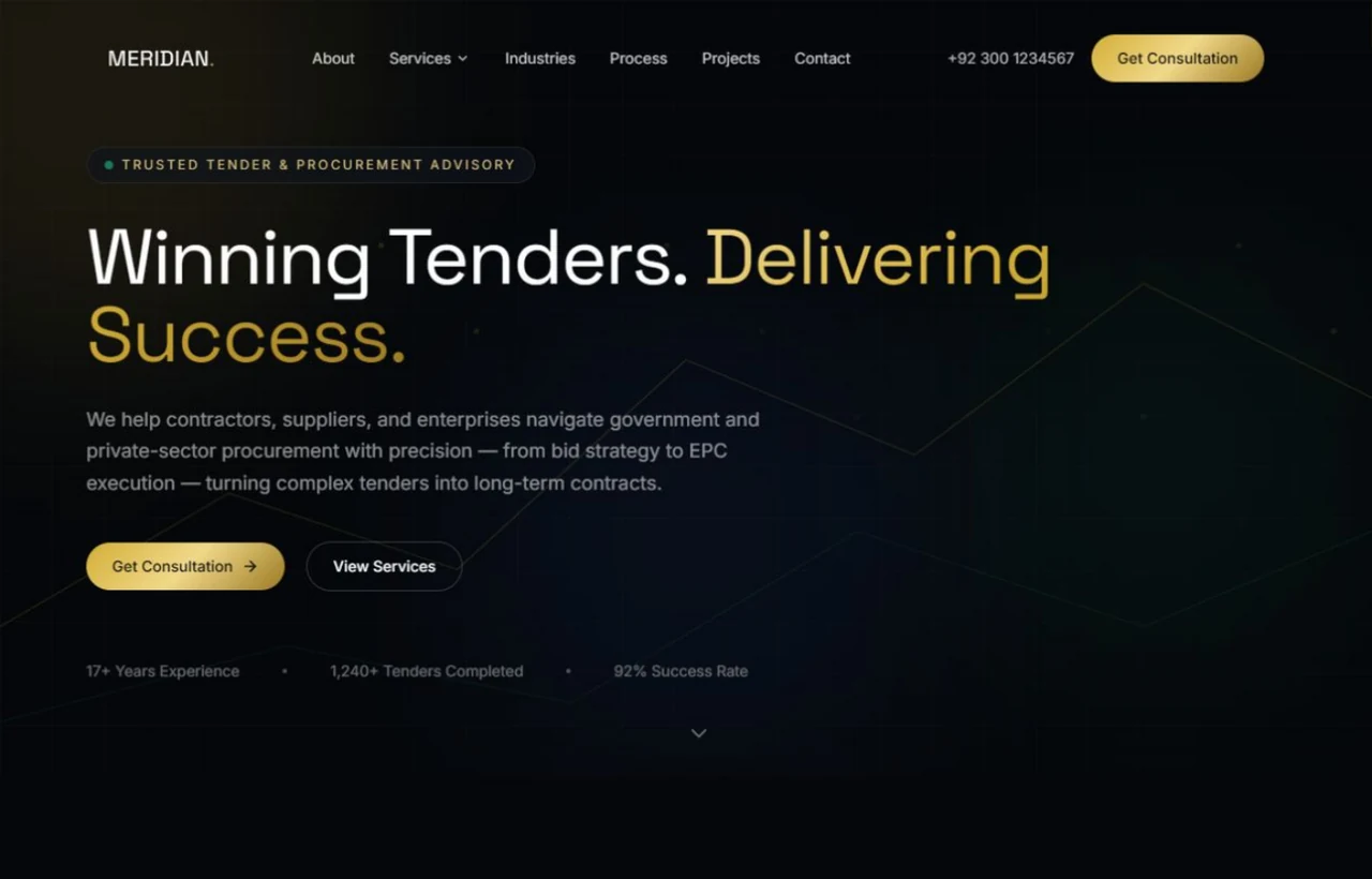Meridian Advisory homepage screenshot